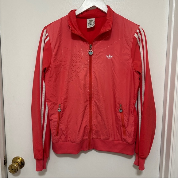 adidas Other - Adidas Track Jacket Climacool Zip Up Striped Coral Youth Size XXL